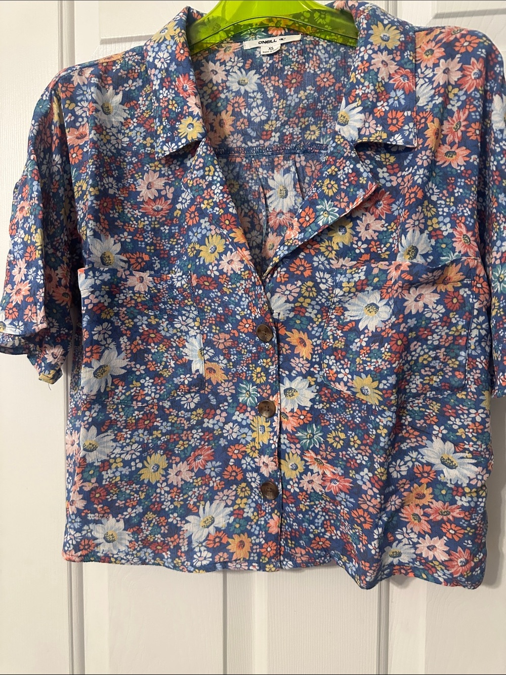 O'Neill Blue Floral Short-Sleeve Button-Down Shirt